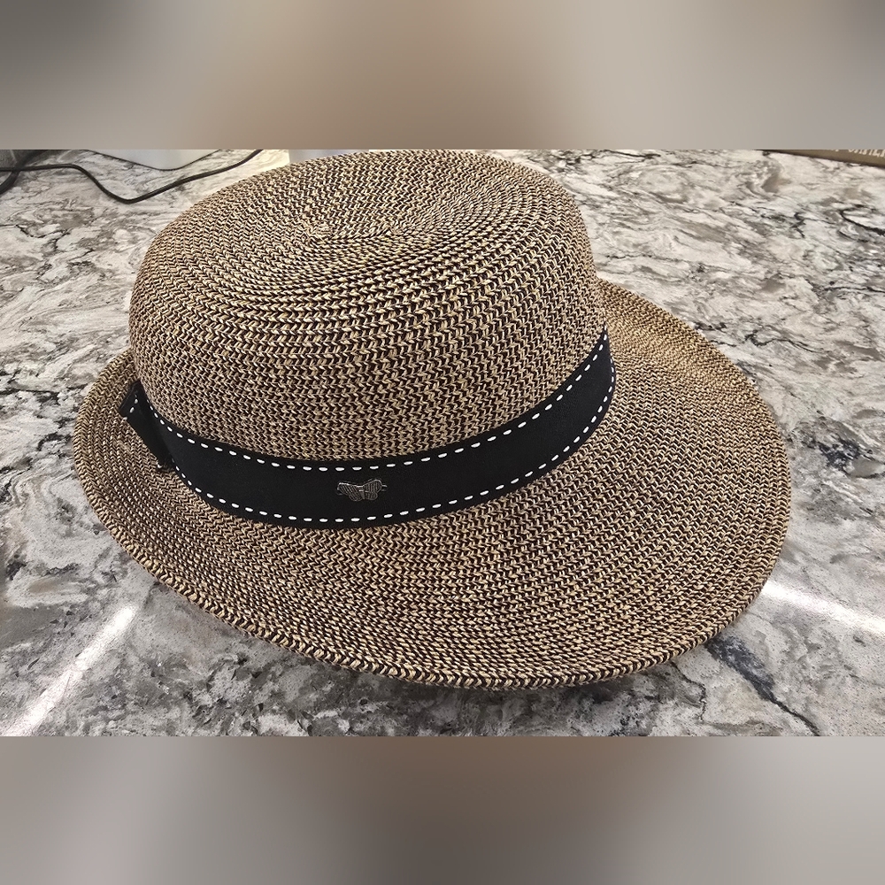 Brown and Black Woven Hat Black Ribbon Band NWOT